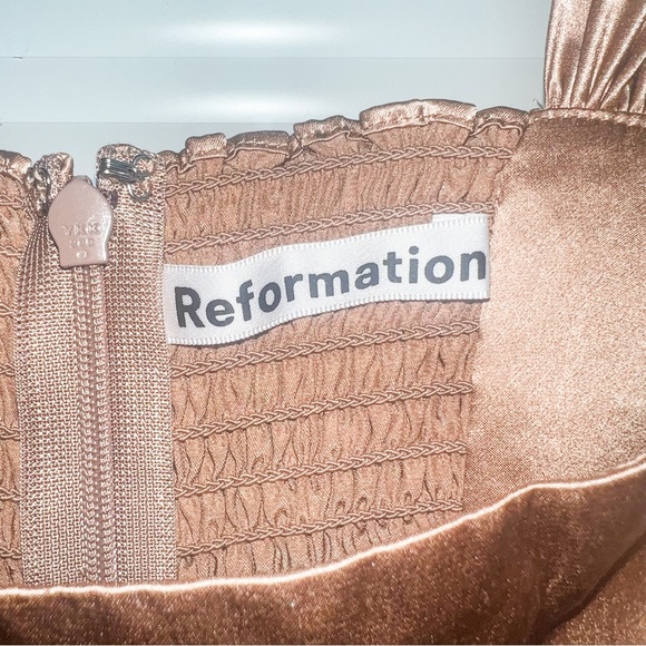 Reformation Mini Dress - Size 0 - Gold - 100% Silk - Reformation Maroun Dress - Picture 5 of 7